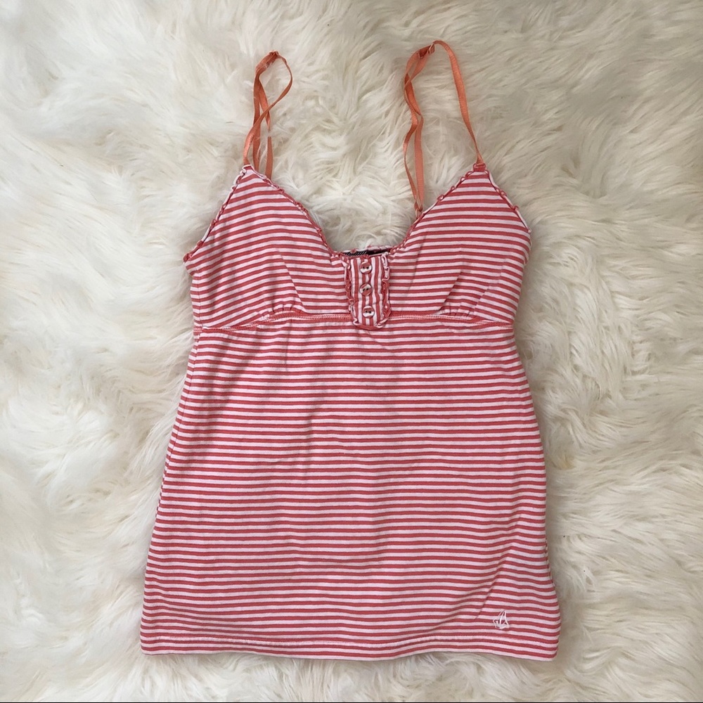 (S) Volcome Orange Stripe Spaghetti Strap Top